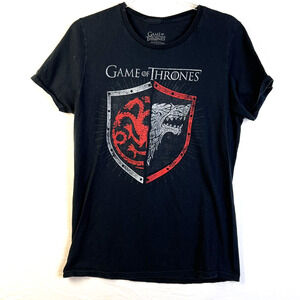 Game Of Thrones Tee Shirt Unisex Medium Black Red Shield HBO TV Show Fantasy